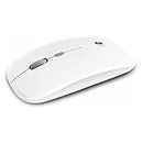 SUBBLIM Wireless Optical Mouse 2.4G Bluetooth, Dual Flat for PC, Laptop, Mac, MacBook, with 4 Buttons, Scroll Wheel, Ultra Thin and Ergonomic, Quiet, 1600 dpi, Ambidextrous, White