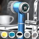 Electric Cleaning Brush with 5 Replaceable Heads & LED Display, 2024 New Cordless Electric Scrubber for Kitchen Bathroom Hot Sink Toilet, 3 Adjustable Speeds (Blue)