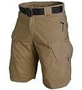 YAXHWIV Men's Outdoor Sports Shorts Tactical Upgrade Waterproof Shorts Fishing Hiking Quick Dry Breathable Men's Shorts Brown