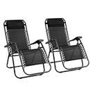 Gardeon 2PC Zero Gravity Chair Folding Outdoor Recliner Sun Lounge Camping Black