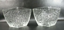 Disaronno Amaretto Liqueur Square Rippled Italian Glass Art Mini Bowls (Set 2)