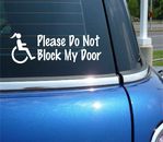 PLEASE DO NOT BLOCK MY DOOR FEMALE DECAL STICKER WHEELCHAIR HANDICAP DON'T