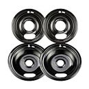 Kitchen Replacement Drip Pans for electric stove, Porcelain Enameled Black 4 pieces pack fits for Whirlpool Range, Produced by Purelux