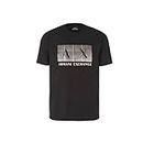 Armani Exchange Logo Box on Front, Regular Fit, Round Neck T-Shirt, Noir, XS Homme