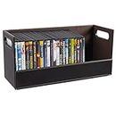 Stock Your Home DVD Storage Box, Movie Shelf Organizer for Blu-Ray, Video Game Cases, CDs, VHS Tape Display Stand, Disc Holder Can Store Up to 28 DVDs, Faux Leather (Espresso)