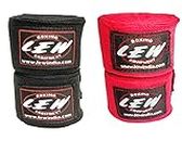 LEW Mexican Style Boxing 180" Red & 108" Black with Elastic Hand & Wrist Support Spandex Hand Wraps