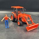 New Ray Kubota L6060 Orange & Black Toy Tractor w/ Kubota Action Figure