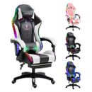 360°Swivel Gaming Chair Office Executive Computer Chairs Racing Footrest Racer