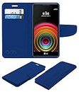 ACM Leather Flip Wallet Case Compatible with Lg X Power K220dsz Mobile Cover Blue