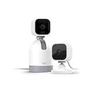 Blink Mini Pan-Tilt (1 Camera) + Blink Mini (1 Camera) | Indoor plug-in smart security camera, HD day and night video, two-way audio, easy setup, Alexa enabled, Blink Subscription Plan Free Trial