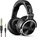 OneOdio Over Ear Headphone Studio Wired Bass Headsets with 50mm Driver, Foldable Lightweight Headphones with Shareport and Mic for DJ Recording Monitoring Mixing Podcast Guitar PC TV