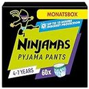 Pampers Pampers Ninjamas Nachthöschen / Höschenwindeln für Jungs (17-30kg), 60 Pyjama Höschen, 4-7 Jahre, MONATSBOX, absorbierende Windelhöschen, Auslaufschutz für die ganze Nacht