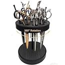 XDONEF Rotating Hair Scissors Holder, Wooden Barber Scissors Storage Holder Salon Shears Holder Hair Stylist Scissors Container Hairdressing Tools Organizer Black