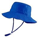 LACOFIA Sombrero de Sol para bebé niño Ajustable Gorro Verano de Pescador para niños ala Ancha para Exteriores/natación/Playa/Piscina Azul 3-7 años
