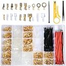 shengbowi 1450pcs 2.8/4.8/6.3mm Female Spade Crimp Connectors Terminal Insulating Sleeve Wire Black Quick Splice Assortment Kit wound plug spring insert wire cold pressing wiring pliers Cable