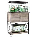 Herture 20-29 Gallon Aquarium Stand Metal Frame Fish Tank Stand with Cabinet Storage, for 20 Gallon Long Aquarium,30.7" L*16.5" W Tabletop,330LBS Capacity Grey PG01YGZ