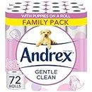 Andrex Gentle Clean Toilet Rolls - 72 Toilet Roll Pack - Bulk Buy Toilet Rolls - Gentle and Soft on Your Family's Skin - Dermatologically Tested