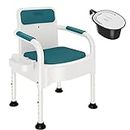 Bedside Commode, Portable Toilet For Adults, Toilet Seat With Armrests, Height Adjustable, Non-slip, Anti-odor, Suitable For Disabled And Elderly (blue) (Color : Green)
