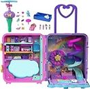 Polly Pocket Pollyville Playset, Resort Rollaway Suitcase, Large Travel Toy with 4 Dolls, Car, 25+ Accessories & Storage