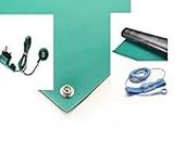 GLOBAL STATCLEAN SYSTEMS Zero Volt kit Grounding Mat Pad Earthing Sheet With 3 pin Plug & Grounding Wrist Band Improve Sleep Therapy (2X4.5, Green)
