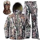 NEW VIEW Hunting Clothes for Men,Silent Water Resistant Hunting Suits Deer Hunting Jacket and Pants, 4rd Generation Camo Leaf, Medium