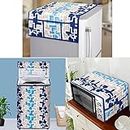 E-Retailer® Exclusive 3-Layered Polyester Combo Set of Appliances Cover (1 Pc. of Fridge Top Cover, 1 Pc. of Microwave Oven Top Cover and 1 Pc. Top Load Washing Machine Cover) (Color-Blue, Geometric, Set Contains-3 Pcs.)