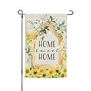 Spring Floral Home Sweet Home Sunflower Garden Flag Welcome Party Outdoor Outside Decorations Picks Home House Garden Yard Decor 12x18 Inch