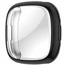 Soomio Full Screen Tpu Soft Guard Protector Case For Fitit Versa 4/Sense 2 Protective Cover Saver Bumper Shell Accessories (Black)smartwatch