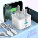 For iPhone 15 Pro Max 15 14 13 12 Fast Charging 20W USB-C PD Plug Charger&Cable