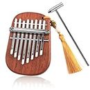 Kalimba Thumb Piano 8 Keys with Tuning Hammer, Portable Mini Kalimba Finger Pianos, Small Marimba Solid Wooden Musical Handmade Instruments Gifts Suitable for Children Adults Beginner Musical Lover