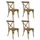 Dining Kitchen Set of 4 Chair Imitation Textured Wood Rustic Restaurant Chair