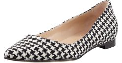 NEW Manolo Blahnik BB Houndstooth Tweed Pointy Flats Black White Flat Shoes 40.5