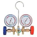 AC Manifold Gauge Set, Refrigerant Gauges with 31.5in 3 Hoses, a Hook, 500Psi Working Pressure, R502 R-12 R-22 Small Containers for Refrigerant Testing, Charging Evacuation