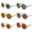 Msxenophile 6 Pcs Flower Sunglasses, Kids Sunglasses, Cute Round Girls Sunglasses Sunflower Glasses for Girls Boys Outdoor Sports Beach Holiday Cute Eyewear Party Accessories Photo Props