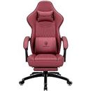Dowinx Gaming Chair with Spring Cushion,Racing Gamer Chair with Massage Lumbar Support, Ergonomic Gaming Armchair with Footrest Office Chair PU Leather Red