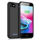 YHO Battery Case for iPhone 8/7/6s/6/SE(2020), 6000mAh Portable Rechargeable Charger Case for iPhone 6s/6 Extended Battery Pack for iPhone 8/7/SE(2020) Protective Charging Case (4.7 inch) -Black