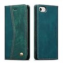 QLTYPRI Wallet Case for iPhone 7/8/SE 2020/SE 2022, Vintage PU Leather Folio Case with Card Slots Kickstand Magnetic Closure Shockproof Flip Phone Cover for iPhone 7/8/SE 2020/SE 2022 5G - Green