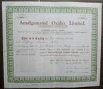 Amalgamated Oxides Limited, 1937 (290 Shares)