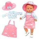 Miunana Clothes for 14-18 Inch 35-45 cm Baby Doll, Doll Clothes Outfits, Unicorn Print Clothes Hat Shoes for Dolls (Pink-Blue)