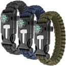 Paracord Bracelet Kit lot de 3 pour la survie en plein air, Anastasia 9 pouces S