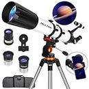 MEEZAA Telescope, Telescope for Adults Astronomy Professional, 90mm Aperture 800mm Refractor Telescopes for Kids Beginners, Fully Multi-Coated High Transmission Telescope with Phone Adapter Carry Bag