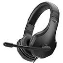 Nitho NX120 Gaming Headset with Microphone for PC, PS4, PS5, Switch, Xbox One, Xbox Series X/S, Over-Ear Wired Headphone with 40mm Driver and 3.5mm Audio Jack - Black