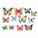 ALLY-MAGIC 12PCS Butterfly Wall Decor, Garden Butterfly Sculpture Ornaments for Indoor Outdoor Garden Yard Sheds Home Walls Fences Decor (3 Size) 7/9/12CM Y9HDQT (Red)