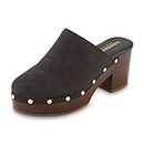 CUSHIONAIRE Women's Gibbons Faux Wood Clog with Memory Foam Padding, Wide Widths Available, Black, 8.5