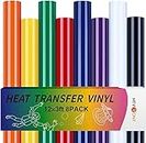 HTVRONT Heat Transfer Vinyl Roll- 8 Roll 12" x 3FT HTV Vinyl, Iron on Vinyl for T-Shirts, Logo,Hat,Fabric,Vinyl Bundle with 8 Colors