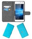 ACM Rotating Clip Flip Case Compatible with Microsoft Lumia 650 Mobile Cover Stand Sky Blue