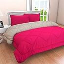 Rajasthan Crafts Soft Microfibre Comforter Blanket Double Bed Lightweight Reversible Quilt Dohar Razai Duvet All Weather, 200 GSM, Pink and Grey Color