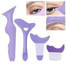 Kinretixia® Lot de 4 pochoirs eyeliner tout-en-un, pointes d'ailes, fard à paupières et eye-liner, déflecteur d'ombre à paupières en silicone, eye-liner défini