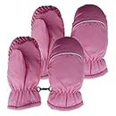 2Pairs Boys Girls 3-8 Years Winter Warm Water-proof Outdoors Skiing Gloves Kids Full Finger Mittens Gloves (Pink, 3-8 Years)