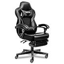 Fullwatt Video Racing Gaming Chair - with Footrest for Adults PU Leather High Back Adjustable Chairs Swivel Office Desk Chair with Lumbar,Headrest（grey）